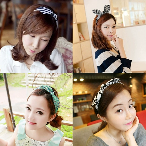 Аксессуар для волос с бантиком, заколка для волос, ободок, челка, шпильки для волос, повязка на голову, Южная Корея, цветочный принт