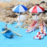 Креативное украшение, мультяшный зонтик на солнечной энергии, минифигурки, лодка, пляжный плавательный круг, микро пейзаж