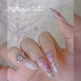 Склейка для гвоздей тисненой пустого бабочки роза ретро -популярное барокко новое мастерство Aurora Laser Sticker Flower