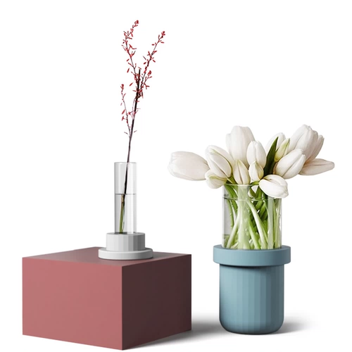 Ins nordic creative small Fresh Office Desktop Hydroponic Poly Plow Poly Polyglysis Gypsum Glass Vase