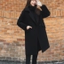 2018 chống mùa thu đông mới phiên bản Hàn Quốc mới của chiếc áo len mỏng màu đen mỏng trong chiếc áo khoác len nữ dài