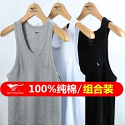 Bảy con sói nam vest cotton chạm đáy không tay Slim áo thể thao bó sát áo vest nam mùa hè - Áo vest