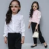 2018 cô gái mới dài tay áo sơ mi Hàn Quốc phiên bản của trẻ em lớn mùa xuân mùa xuân bông trẻ em áo sơ mi trắng đáy