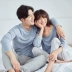 Top dưa đôi đồ ngủ nữ mùa thu phiên bản Hàn Quốc dài tay màu rắn kích thước lớn cơ bản mỏng phần dịch vụ nhà đồ ngủ thời trang đồ bộ Cặp đôi