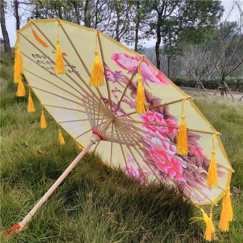 Древняя женская костюм ханфу нефтяная бумага зонтик, отстой, суперзвезда фотография, зонтик, дождь, зонтик ленты древний ветровый зонтик