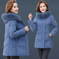 Зимний пуховик для матери с пухом, куртка, длина миди, большой размер, увеличенная толщина, для среднего возраста
