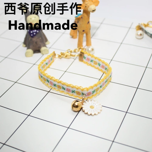 Оригинальный летний колокольчик, ожерелье, регулируемый чокер, кошки и собаки, домашний питомец, с вышивкой, в цветочек