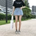 Quần short denim nữ sinh viên Hàn Quốc mùa hè chic nóng quần kích thước lớn 200 pounds chất béo mm lỏng mỏng rộng chân quần váy Quần jean