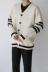 Vài áo khoác mùa thu và mùa đông mới hoang dã Hàn Quốc cotton dài tay đan sọc v-cổ áo len cardigan dòng thủy triều