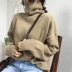 Mùa đông Hàn Quốc Chic Retro Loose dài tay áo cao cổ áo len của phụ nữ nền tảng màu sắc hoang dã Knit Sweater sinh viên hàng đầu Áo len