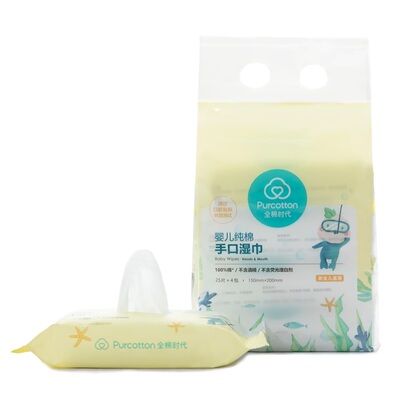 Purcotton/Total Cotton Times Специальное детское хлопок влажное влажное полотенце 25 кусок*4