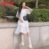 Quần áo Handu 2019 hè mới của phụ nữ Hàn Quốc Đầm cổ chữ V voan sang trọng JQ01498 - Váy eo cao Váy eo cao
