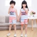 2018 mùa hè chàng trai và cô gái trẻ em vest cotton trẻ em bé không tay quần short hai mảnh phù hợp với đồ sơ sinh cho bé Phù hợp với trẻ em