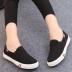 Giày vải nữ size lớn 41-43 mùa thu một chân giày đơn màu đen 40 đế phẳng hoang dã giày lười nữ - Plimsolls
