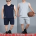 Mùa hè của nam giới không tay thể thao phù hợp với lỏng bông vest quần short đồng phục bóng rổ bông giản dị tập thể dục chạy quần áo Bóng rổ