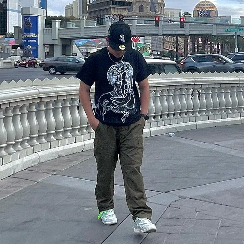 Revenge x Juice Sketch Tee Футболка с печатью персонажей, свободный стиль, пара в неформальной одежде
