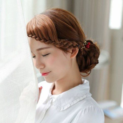 Реалистичный модный плетеный аксессуар для волос ручной работы, челка с косичкой, парик