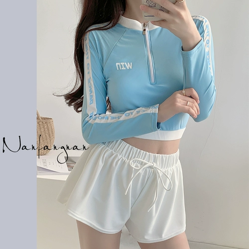 Летний купальник, раздельный комплект для школьников, лонгслив для плавания