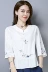 Mùa xuân 2019 mới của phụ nữ áo gió quốc gia cotton và vải lanh tay áo bảy điểm Áo thun nữ thêu Trung Quốc áo thun mỏng chạm đáy - Áo phông