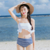 2019 mới bảo thủ ống top bikini áo tắm nữ ngọt ngào mỏng eo cao che bụng sọc gió biển - Bộ đồ bơi hai mảnh 	đồ bơi 2 mảnh short Bộ đồ bơi hai mảnh