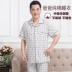 Mùa hè người đàn ông trung niên của bông đồ ngủ cha mỏng nam ngắn tay quần cotton trung niên dịch vụ nhà phù hợp với những kiểu đồ bộ may đẹp Bộ Pajama