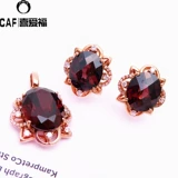 Ювелирное украшение, золотая инкрустация камня, комплект, Россия, 14 карат, розовое золото, с драгоценным камнем