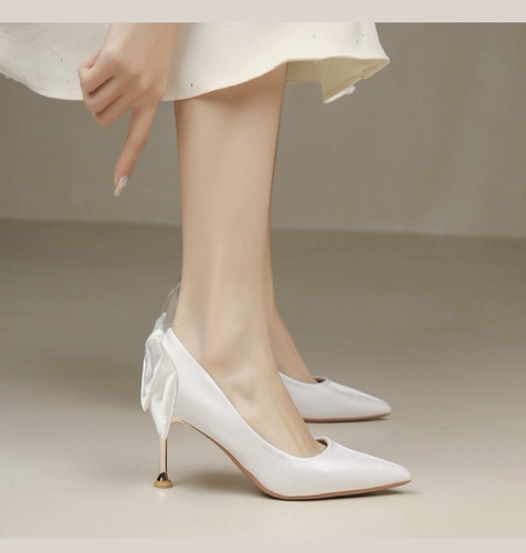 Свадебные туфли, летняя бархатная обувь для невесты на высоком каблуке, коллекция 2023
