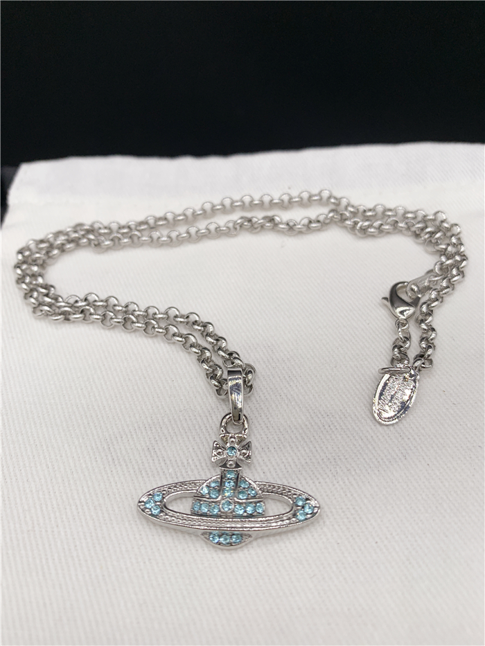 Silver Blue Diamond -- b8014Europe and America fashion golden silvery Pink blue black Full drill  Necklace --B8010