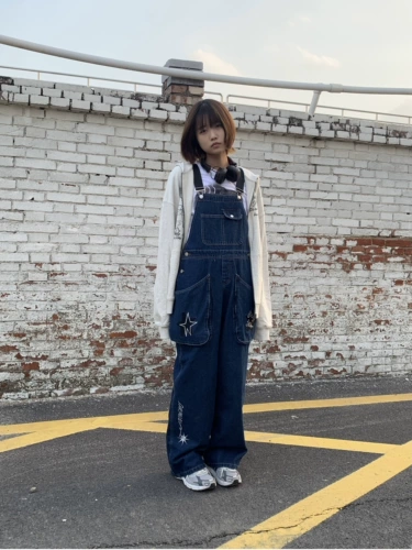 Джинсовый японский комбинезон, оригинальные дизайнерские штаны