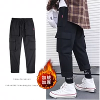 Mùa đông lỏng lẻo và quần yếm cashmere quần âu quần nam Hàn Quốc quần hip hop thẳng quần nam quần chín xu quần áo nam