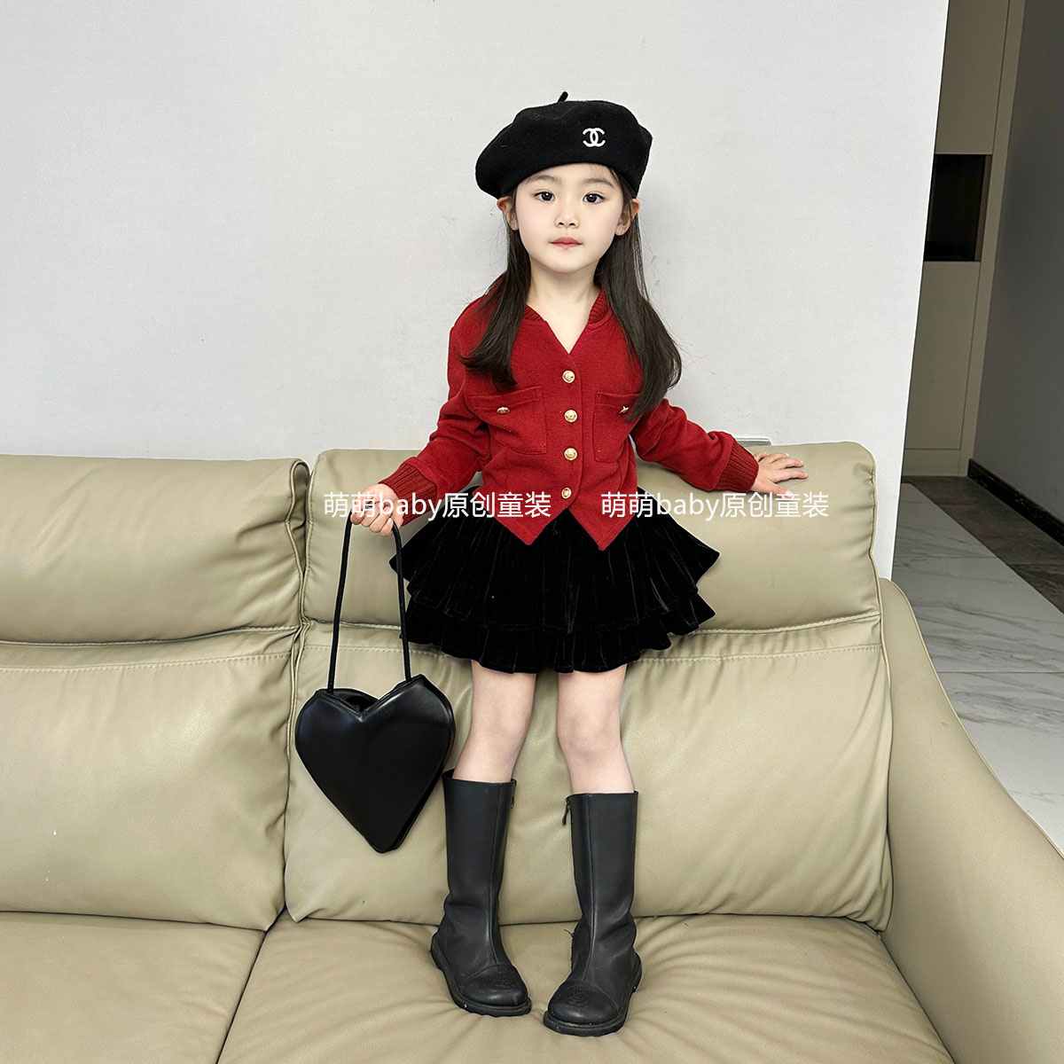 Winter Girl's Velvet Half-length Cake Skirt 2023 New Baby Girl's All-match Western-style Pleated Half-length Skirt