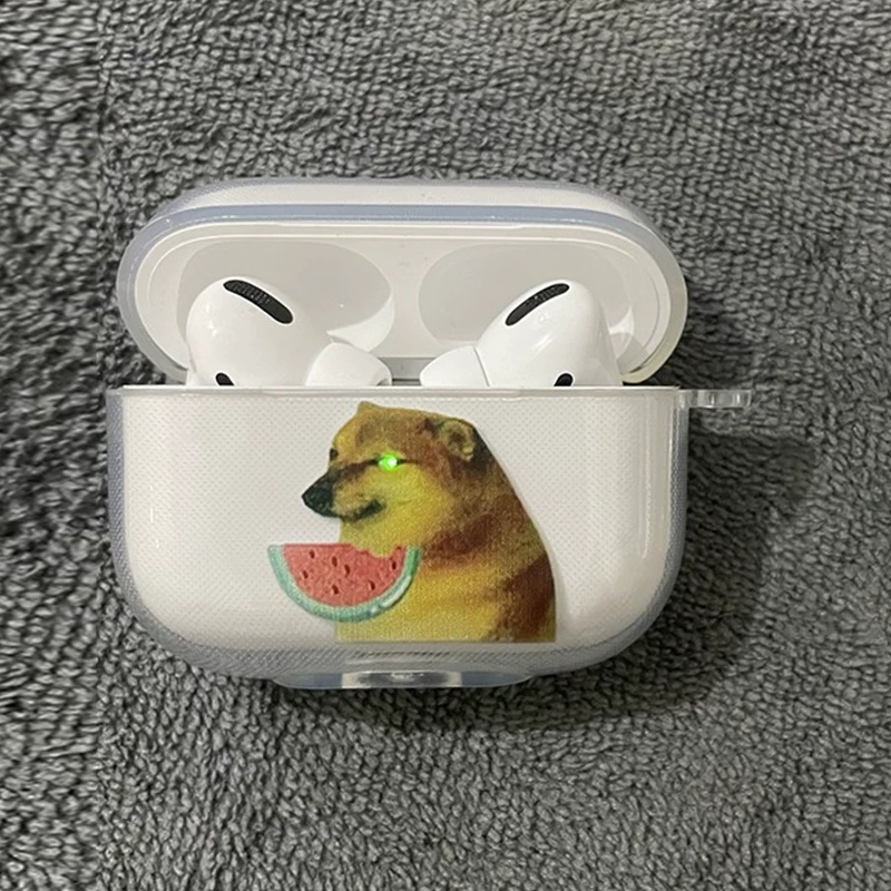 Силиконовый защитный чехол для Apple AirPods (1/2/3/Pro), прозрачный с принтом, видимый индикатор