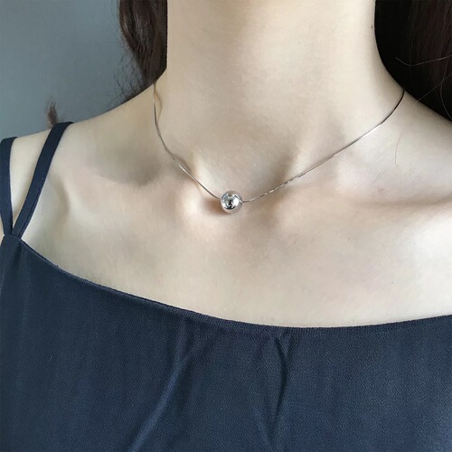 【Meat Gram Western Roxie Perhiasan Perak Seri 】S 925 Perak Manik Mengunci Tulang Rantai Tiang Chien Desain Choker perempuan 'S Hadiah-Internasional