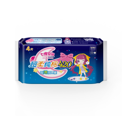 Семьбайтная серия космических девушек Pure Cotton Sweet Sweet Sleep 420 Ночной санитарная салфетка 4 штуки/сумка