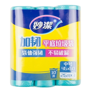 Упрочненные мешки для мусора Miaojie с плоским дном, среднего размера, 3 рулона