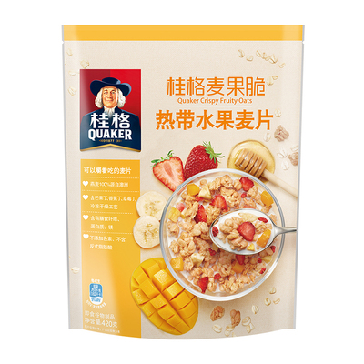 Хлопья Quaker Oatmeal Crisp с тропическими фруктами 420г/пакет