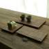 Mưa gỗ | Nhật óc chó màu đen hình chữ nhật kết cấu chải toàn bộ trà gỗ khay khay khay khay gỗ bằng tay Khay gỗ