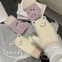 Милые брендовые удерживающие тепло утепленные перчатки, без пальцев