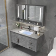 2022 mới tủ phòng tắm kết hợp sứ rửa tay rửa tay tủ tấm đá mặt bàn tùy chỉnh tủ gương lưu vực