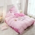 bông đỏ ròng rắn giường màu bông đặt giường váy một gia đình bốn Hàn Quốc công chúa phong cách mét giường bedspread đoạn 1.8m - Váy Petti Váy Petti