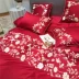 Trung Quốc thêu màu hồng đỏ bông bộ đồ giường cưới tân gia bộ quà tặng của bốn bộ 60 bông satin chủ yếu dài - Bộ đồ giường bốn mảnh