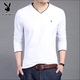 Mùa xuân và Mùa Thu Nam V-Cổ Dài Tay Áo T-Shirt Nam Áo Len Cashmere Knit Dưới Áo Sơ Mi Thủy Triều Áo len Cashmere