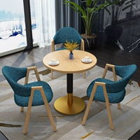 Сокровище синяя ткань один стол три стулья