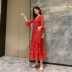 Váy size lớn cho nữ béo che bụng mm 2019 hè mới Hàn Quốc tùy chỉnh vải dài 200 kg - Váy dài Váy dài