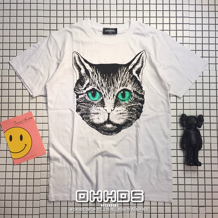 Короткая хлопковая футболка с коротким рукавом для студентов, оверсайз