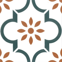 Зеленые листья и красные цветочные плитки - 1 квадрат = 25 штук