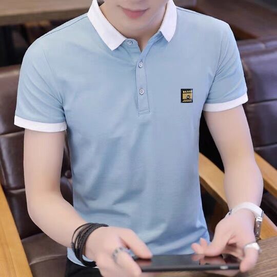 夏季男士短袖t恤翻领韩版修身带领POLO衫帅气青年薄款