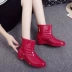 Hàn Quốc dễ thương cô gái mưa khởi động thời trang ngọt ngào giày nước là mỏng và thoải mái đặt chân cao su giày trượt cộng với nhung Martin mưa khởi động