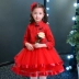 Cô gái công chúa váy sườn xám mùa thu và mùa đông trẻ em lớn ren Trung Quốc phong cách trẻ em váy sinh nhật váy cotton phù hợp với Tang Váy trẻ em