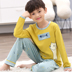 Cartoon Boy Pyjama Mùa hè dài tay Cotton Big Boy Boy Girl Dịch vụ nhà trẻ em Set Crayon Shinchan quần áo ngủ cho nam giới Nam giới